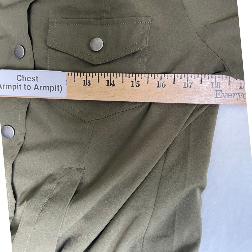 Naked Zebra Olive Green Bomber Jacket Lightweight Cropped Military Style L - Picture 5 of 8